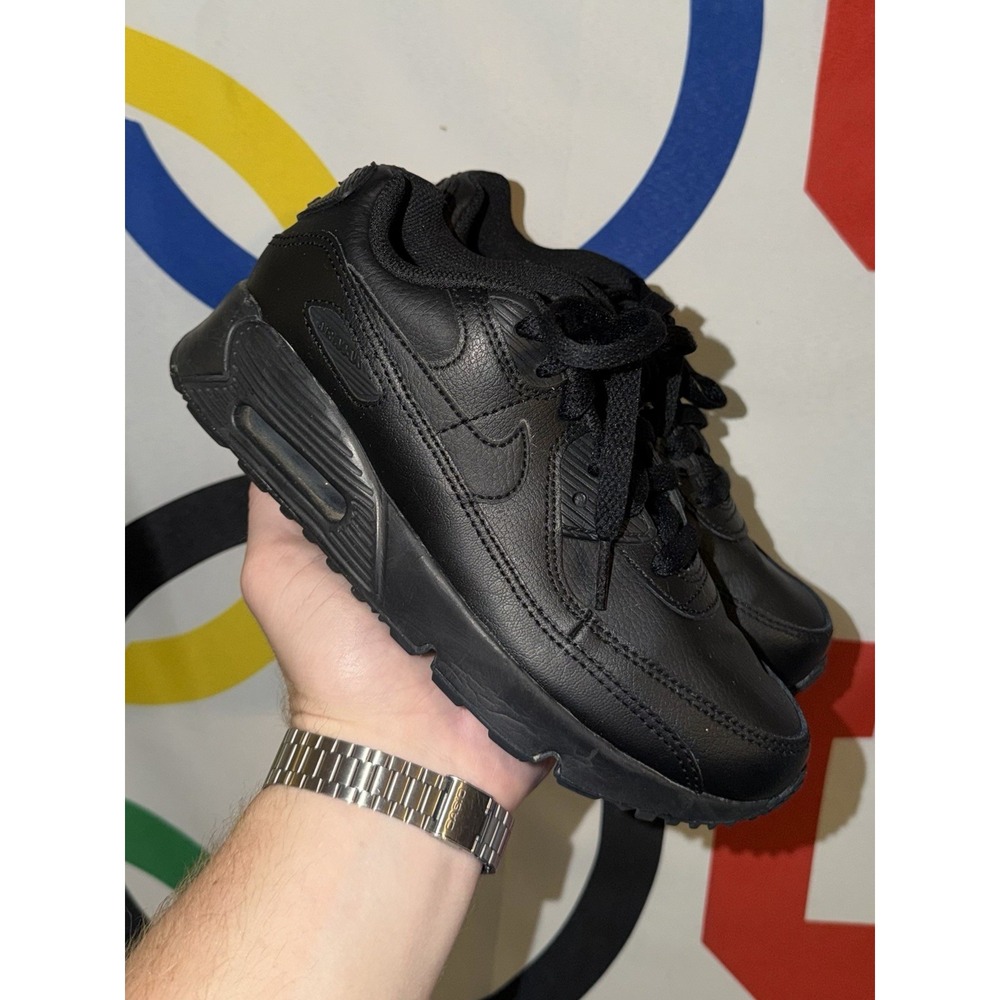 Nike Air Max 90 Kids 2.5Y Triple Black Athletic Sneakers